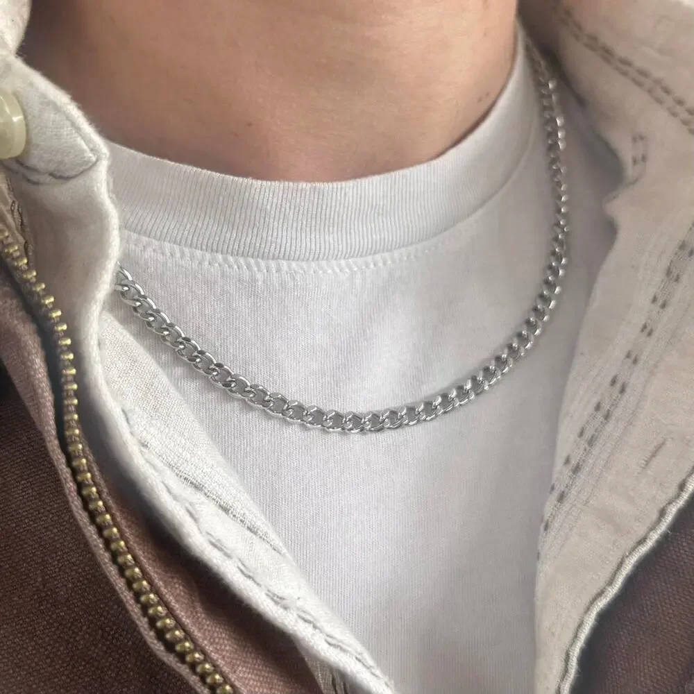 Silver stainless steel chain necklace